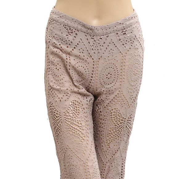 Odd Molly Anthropologie Eyelet Embroidered Pants Lilac Wide Leg Sheer M-2 283066 - Picture 2 of 7